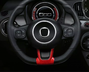 FIAT 500 Steering Wheel Trim Set - 2 pieces - Bottom Trim - Carbon Fiber Red Pearl Finish